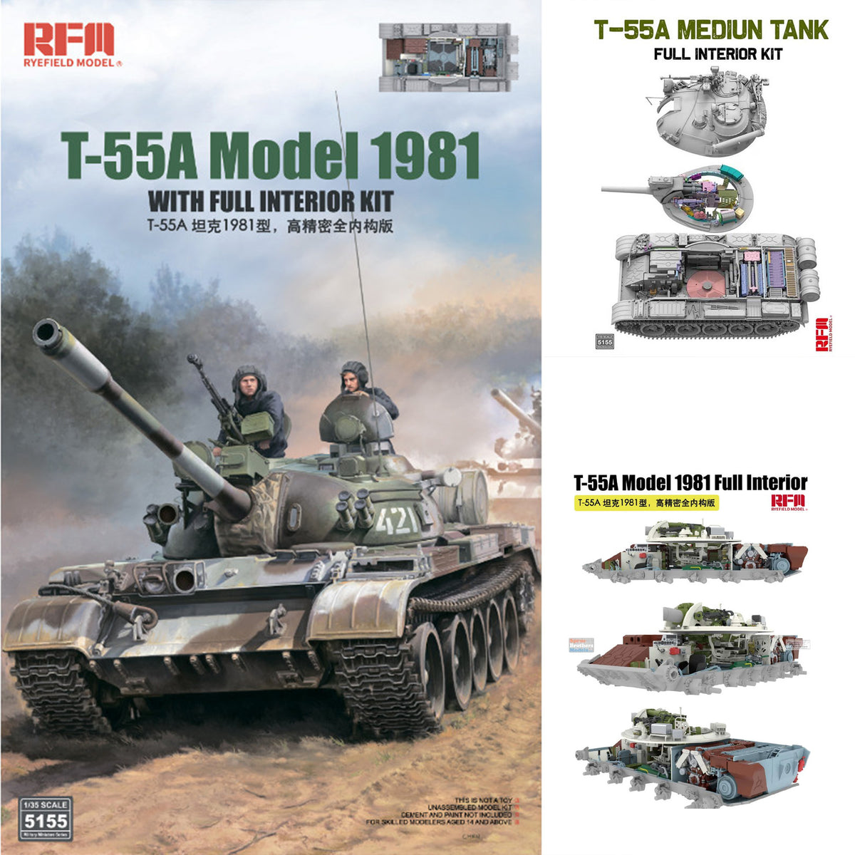 Rye Field Model 1/35 T-55A Model 1981 - Full Interior Edition - RM5155